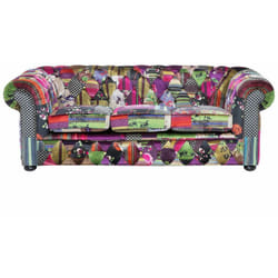 Beliani - Divano vintage a 3 posti in tessuto multicolore viola Chesterfield