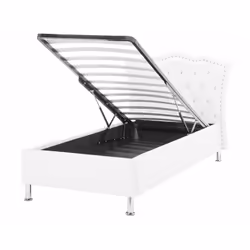 Elegante letto singolo in ecopelle bianca con contenitore - METZ. Rendi la stanza da letto ancora più comoda con questo letto ...