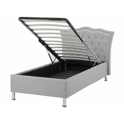 Letto con Contenitore in Tessuto Grigio Stile Chesterfield 90 x 200 cm Metz