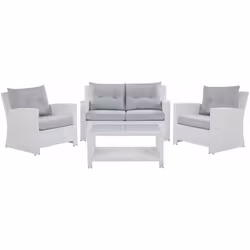 Set da giardino in rattan bianco. Porta l'atmosfera estiva e il design lussuoso nel tuo giardino con questo elegante set di d ...