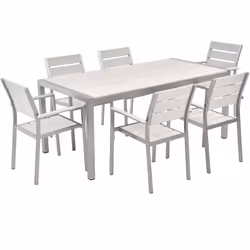 Set di tavolo e sedie in alluminio. Questo comodo ed elegante set da pranzo da esterni è il complemento ideale per il giardin ...