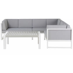 Set da Esterno Divano e Tavolino Telaio Alluminio Grigio Chiaro ad l Castella