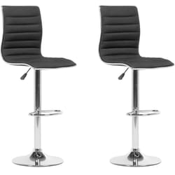 Set di 2 Sedie Alte in Tessuto Nero Telaio Argentato Altezza Regolabile Lucerne