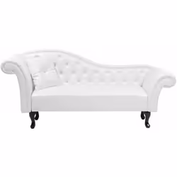 Chaise-longue vintage trapuntata in pelle sintetica bianca versione sinistra. Questa chaise longue è l'ideale per interni in  ...
