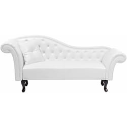 Beliani - Chaise Longue Versione Sinistra Ecopelle Bianca Stile Chesterfield Vintage Lattes