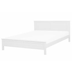 Letto in Legno Bianco con Rete a Doghe e Testiera Alta 160 x 200 cm Olivet