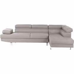 Esclusivo divano angolare in tessuto grigio chiaro. Porta la classe e l'eleganza in soggiorno con questo funzionale e moderno ...