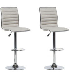 Set di 2 Sedie Alte in Tessuto Beige Telaio Argentato Altezza Regolabile Lucerne