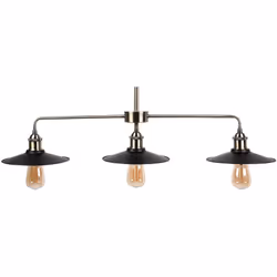Lampada a sospensione dal design industriale in metallo nero a 3 punti luce. Rinnova ogni stanza con questo lampadario in sti ...