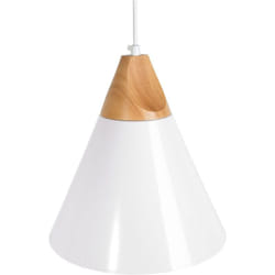 Beliani - Lampadario in Metallo Bianco e Legno con Paralume a Forma di Cono Albano