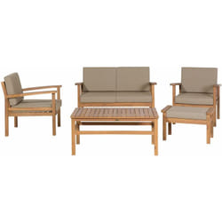 Set Divani da Giardino in Legno Chiaro di Acacia Massiccio a 4 Posti con Tavolo Manila