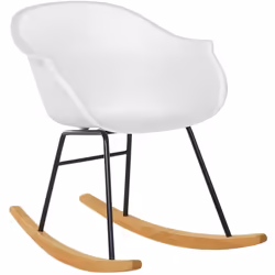 Sedia a dondolo elegante dallo stile retrò. Questa sedia a dondolo, non è una classica sedia, con i comodi poggia braccia inf ...