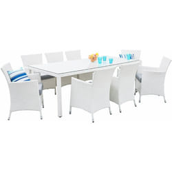 Beliani - Arredamento da Giardino Set di Tavolo 220 cm e 8 Sedie da Esterno in Rattan Bianco Italy