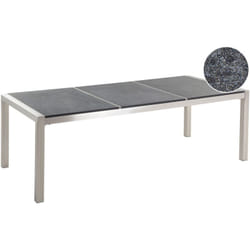 Tavolo Giardino Basalto Fiammato Nero Gambe Acciaio Inox 220 x 100 cm Grosseto