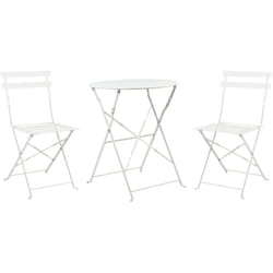 Set da Esterno 3 pezzi Tavolino e 2 Sedile Pieghevoli in Metallo Bianco Fiori