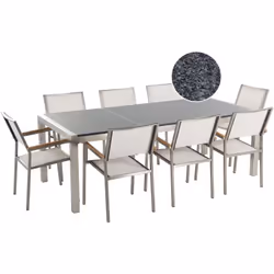 Lussuoso set da esterno con tavolo in acciaio e granito e 8 sedie. Questo esclusivo set da esterno è la scelta ideale per il  ...