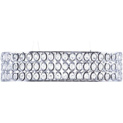 Lampadario Metallo Argento Paralume Ovale a 4 Luci Cristalli in Acrilico Tenna