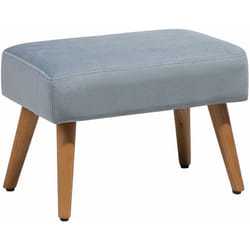 Poggiapiedi in Cotone Grigio chiaro e legno chiaro con Gambe in Legno Takoma