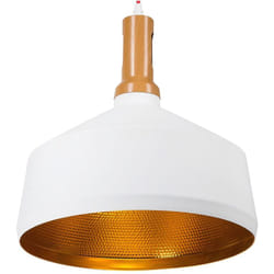 Beliani - Lampadario Effetto Legno Metallo Bianco e Oro con Paralume a Campana Sepik