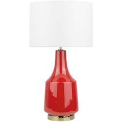 Beliani - Lampada da Tavolo Moderna Retrò Ceramica Rossa Paralume Rotondo Triversa