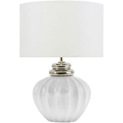 Beliani - Lampada da tavolo in ceramica in color argento e bianco crema 45 cm Neris
