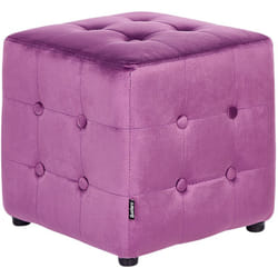 Pouf Poggiapiedi a Cubo in Tessuto Viola Stile Chesterfield Wisconsin