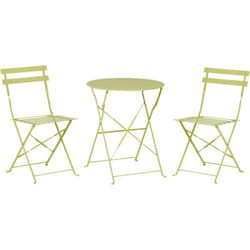 Set da Esterno 3 pezzi Tavolino 2 Sedile Pieghevoli Metallo Verde Limone Fiori