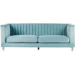 Divano in Velluto Azzurro a 3 Posti Stile Glamour ed Elegante Arvika