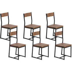 Set 6 Sedie da Giardino in mdf Colore Legno Scuro e Cuscino di Seduta Laredo