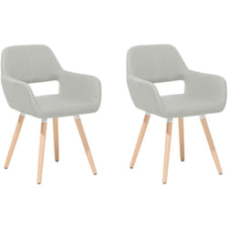 Beliani - Set di 2 Sedie da Pranzo in Tessuto Grigio Chiaro Gambe in Legno Chiaro Chicago