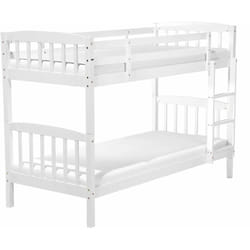 Letto a Castello Bianco in Legno di Pino con Scala 90 x 200 cm Revin