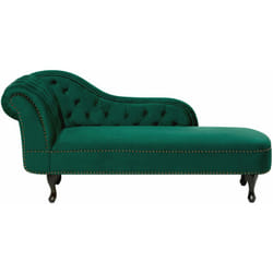 Beliani - Chaise Longue in Velluto Verde Versione Sinistra Stile Chesterfield Nimes