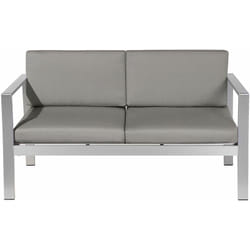 Beliani - Divano Giardino 2 Posti Struttura in Alluminio Anodizzato Grigio Scuro con Cuscini Salerno