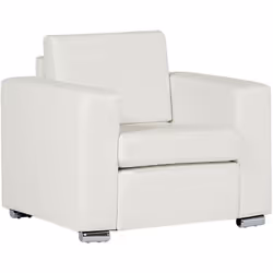 Comoda poltrona singola in pelle bianca. Una poltrona caratterizzata da design lineare, curvature morbide e linee adatta a in ...