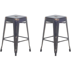 Set di 2 Sgabelli in Acciaio Nero e Oro Impilabili Moderni 60 cm Cabrillo
