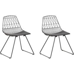 Set 2 Sedie Struttura Metallo Nero Seduta Ecopelle Schienale Geometrico Harlan