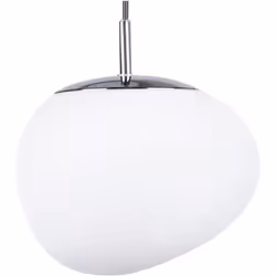 Elegante lampada a sospensione in vetro bianco dalla forma irregolare. Aggiungi un tocco di classe al soggiorno, alla camera  ...