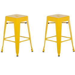 Set di 2 Sgabelli in Acciaio Giallo Impilabili Moderni 60 cm Cabrillo