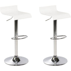 Set di 2 sgabelli Alto Legno Bianco con Poggiapiedi Girevole Altezza Regolabile Valencia