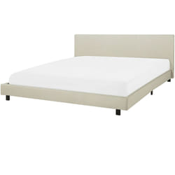 Letto Imbottito Beige Rete Doghe Testata Alta Gambe Metallo 180 x 200 cm Albi