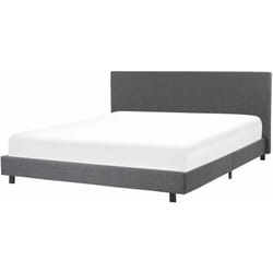 Letto Imbottito Grigio Rete Doghe Testata Alta Gambe Metallo 180 x 200 cm Albi