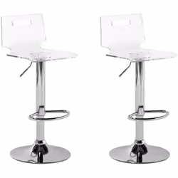 Moderno set di due sgabelli da bar. Set di due sedie alte dal design originale, realizzate in resistente acrilico trasparente ...