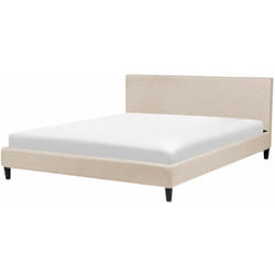 Letto sfoderabile in tessuto beige 180 x 200 cm Fitou