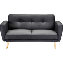 Beliani - Divano Letto in Tessuto Nero Imbottito 2 Posti Gambe in Legno Minimalista Florli