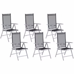Set di 6 sedie da giardino in alluminio nero. Fusione perfetta tra stile semplice e massima funzionalità, queste sedie sono l ...