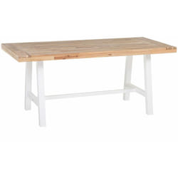 Tavolo da Pranzo Piano Legno di Acacia Chiaro Gambe Bianche 170 x 80 cm Scania