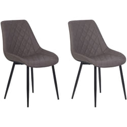 Set 2 Sedie da Pranzo Ecopelle Marrone Scuro Rivestimento Trapuntato Maribel