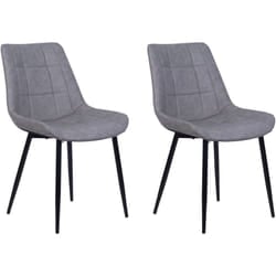 Beliani - Set 2 Sedie da Pranzo Imbottite Ecopelle Grigia Gambe in Ferro Nero Melrose ii
