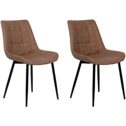 Beliani - Set 2 Sedie da Pranzo Imbottite Ecopelle Marrone Gambe in Ferro Nero Melrose ii
