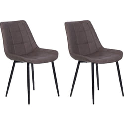 Beliani - Set 2 Sedie da Pranzo in Ecopelle Marrone Scuro Gambe in Ferro Nero Melrose ii